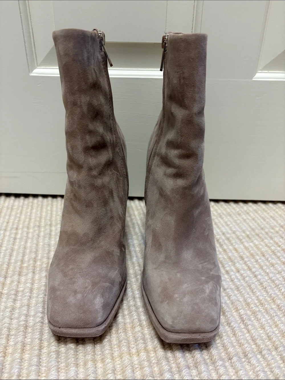 Sam Edelman Taupe Suede Ankle Boots - Slim Zip Design
